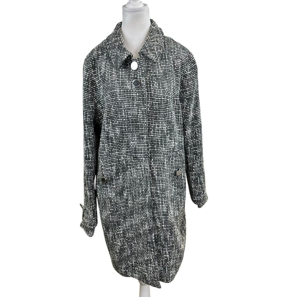 Adrienne Vittadini Wool Blend Boucle Black and White Checkered Coat Size 14